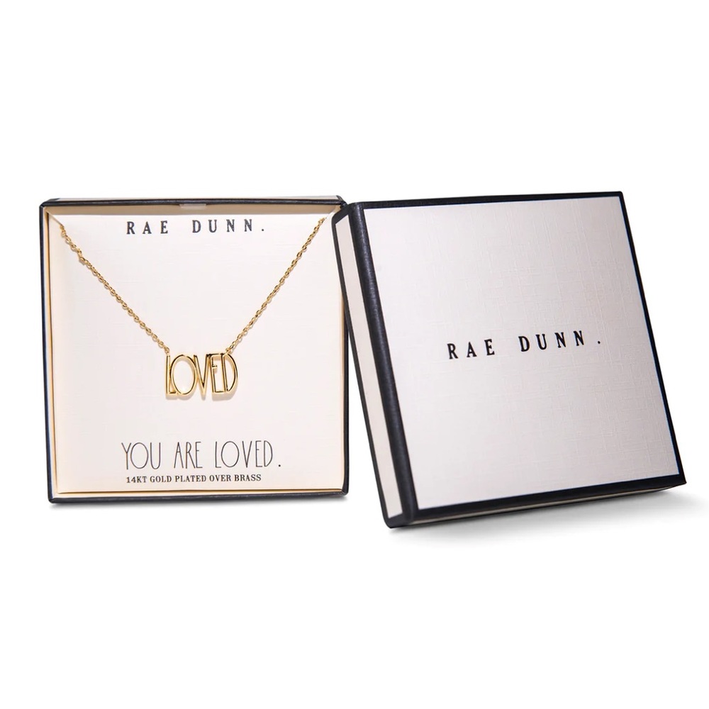 NEW Rae Dunn Inspirational LOVED Station Necklace Gold Plated Sterling Silver